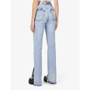 Eb Denim Upcycled Unraveled Split Hem Straight Leg High Rise 24